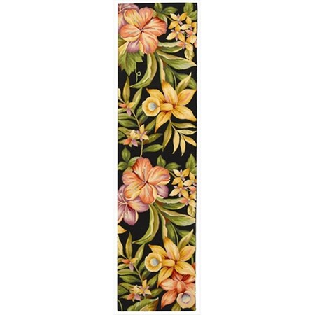 Safavieh 2 ft. - 6 in. x 10 ft. Runner- Country and Floral Chelsea Black Hand Hooked Rug HK212B-210